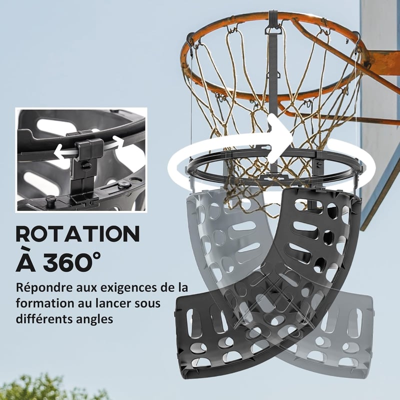 SPORTNOW Kosárlabda Visszadobó Rendszer 360° Forgatható Állítható Magasság Fekete - Black, Polypropylene (PP)