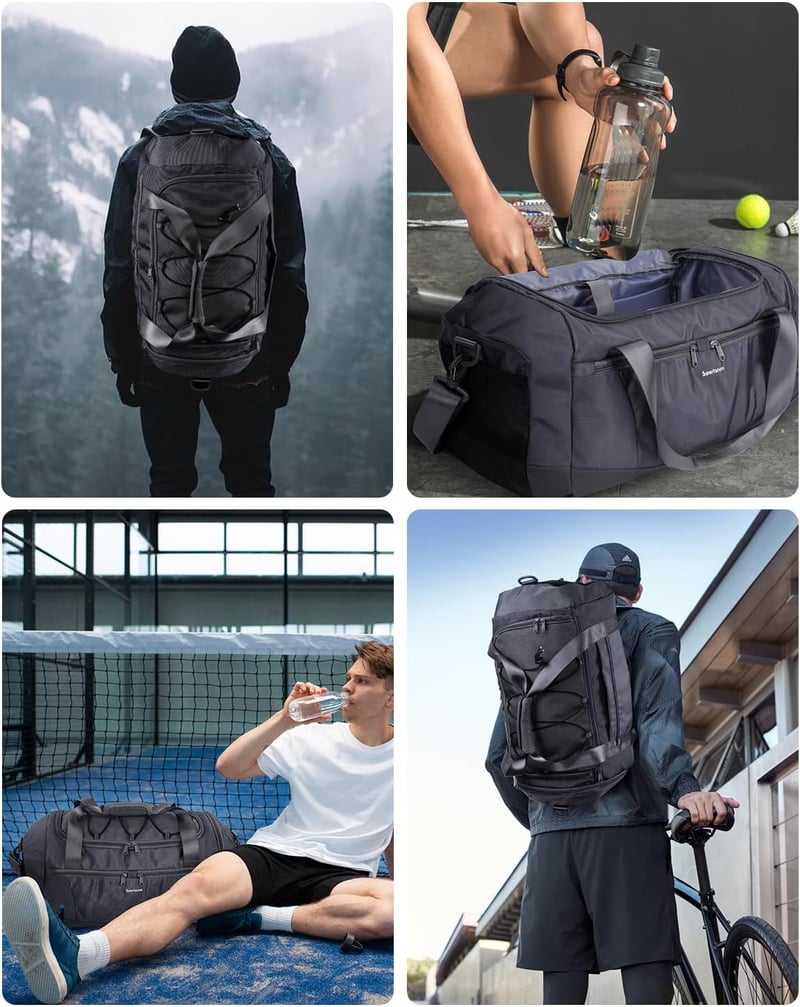 Rucsac Fitness Sportsnew 38L cu Compartiment pentru Încălțăminte și Compartiment pentru Haine Umede, Gri