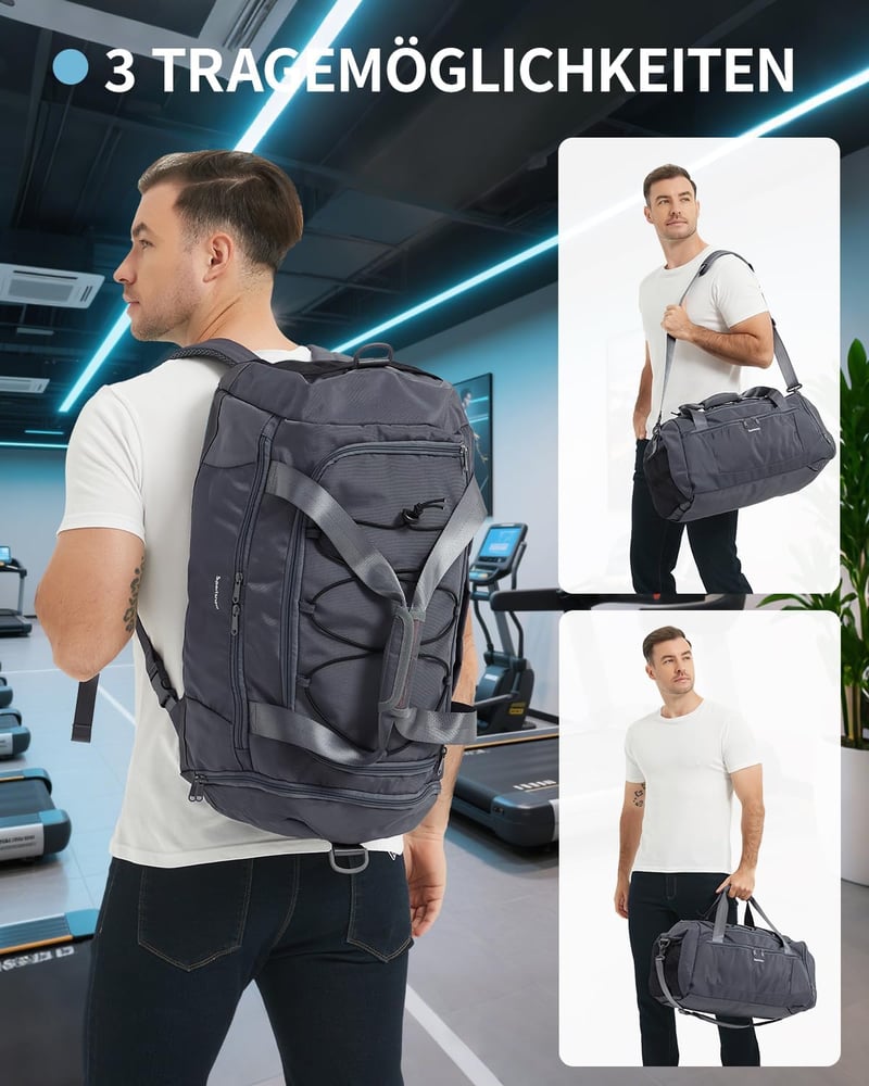 Rucsac Fitness Sportsnew 38L cu Compartiment pentru Încălțăminte și Compartiment pentru Haine Umede, Gri