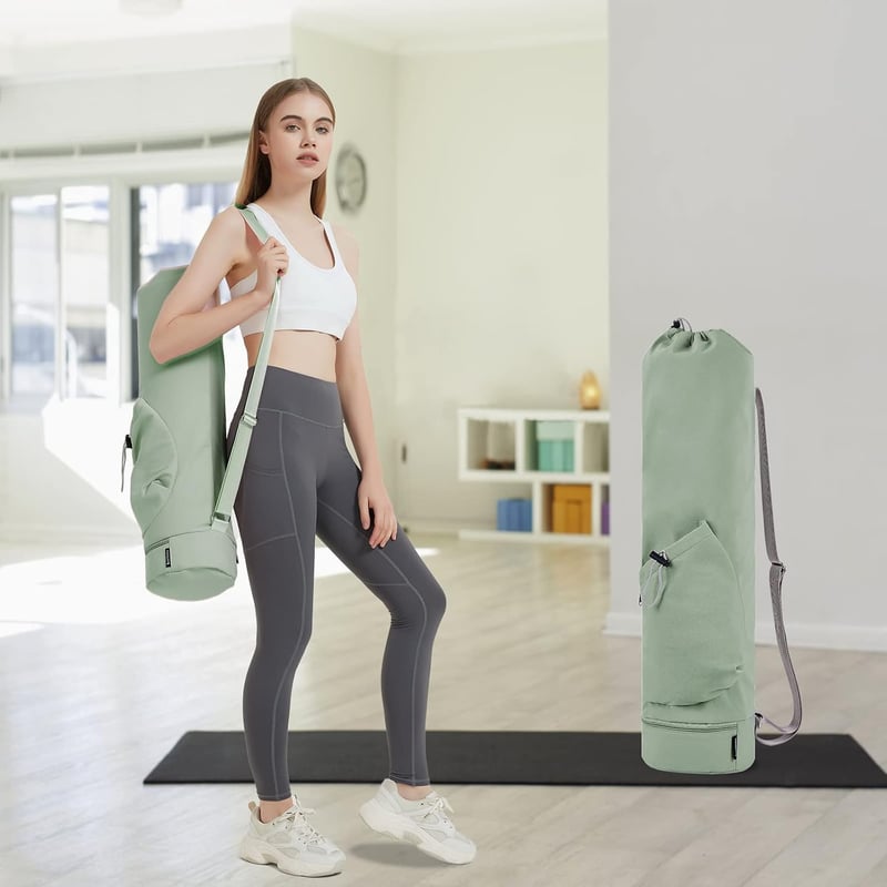 sportsnew Jóga Matrac Táska Nagy Állítható Vállpánttal Pilates Táska Palacktartóval és Nedves Rekesszel, Zöld