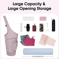 Geantă pentru salteaua de yoga cu compartiment separat pentru articole umede, buzunar lateral cu fermoar, suport pentru sticlă cu șnur și curea de umăr reglabilă 5