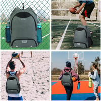 sportsnew Multifunkciós Sporttáska Hátizsák - Kosárlabda, Focilabda Tartóval, Cipőrekesszel és Nedves Zsebbel, Unisex, 47x35x16cm, Szürke 3