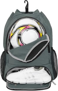sportsnew Multifunkciós Sporttáska Hátizsák - Kosárlabda, Focilabda Tartóval, Cipőrekesszel és Nedves Zsebbel, Unisex, 47x35x16cm, Szürke 1