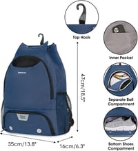 Sportsnew Multifunkciós Sporttáska - Kosárlabda, Foci Hátizsák Cipőtartóval, Labdatartóval és Nedves Zsebbel - 27L Vízálló Poliészter Unisex 4