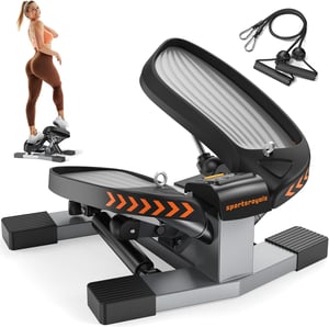 Mini stepper 3 în 1 Sportsroyals cu benzi de rezistență și ecran LCD - capacitate de încărcare 150 kg