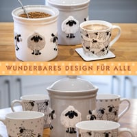 Cutie pentru biscuiți din ceramică albă SPOTTED DOG GIFT COMPANY cu capac etanș, recipient cu model cu miel pentru făină, cafea, ceai, zahăr 7