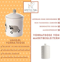 Cutie pentru biscuiți din ceramică albă SPOTTED DOG GIFT COMPANY cu capac etanș, recipient cu model cu miel pentru făină, cafea, ceai, zahăr 6