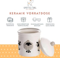 Cutie pentru biscuiți din ceramică albă SPOTTED DOG GIFT COMPANY cu capac etanș, recipient cu model cu miel pentru făină, cafea, ceai, zahăr 2