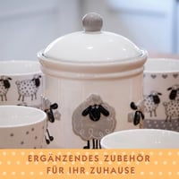 Cutie pentru biscuiți din ceramică albă SPOTTED DOG GIFT COMPANY cu capac etanș, recipient cu model cu miel pentru făină, cafea, ceai, zahăr 5
