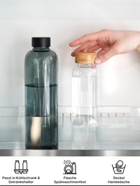 Sklenená fľaša na vodu spottle 500 ml, 750 ml a 1 l – Sklenená fľaša vhodná aj na sýtené nápoje – Vhodná do umývačky riadu a nepriepustná fľaša na vodu 4