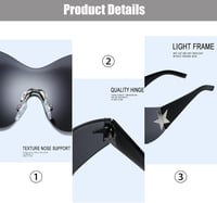 Sprießen Y2K Napszemüveg Rimless Csillag Mintás UV Védelemmel 2db Uniszex 5