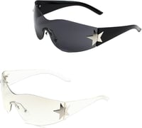 Sprießen Y2K Napszemüveg Rimless Csillag Mintás UV Védelemmel 2db Uniszex 1