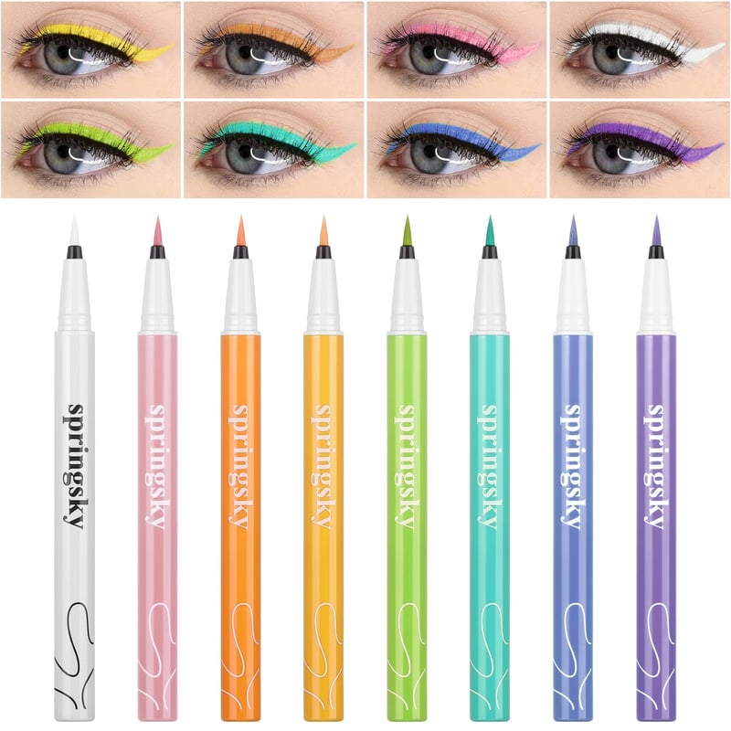 SPRINGSUGAR 8 Szín Neon Eyeliner Szett Vízálló Hosszantartó Folyékony Szemceruza
