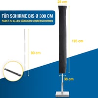 SPRINKS Zaštitna navlaka za suncobran do promjera 300 cm – Navlaka za suncobran otporna na kidanje i UV zračenje sa štapom za postavljanje, otporna na vremenske uvjete 2