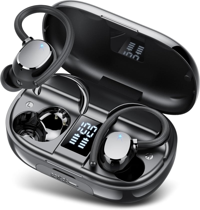 Sprtoybat Q22 sport Bluetooth 5.3 fülhallgató - 4 ENC mikrofon, IP7, 128 óra, LED kijelző