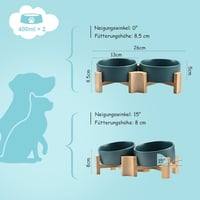 SPUNKYJUNKY 15° Dönthető Kerámia Tál Fa Állvánnyal Kutyáknak Macskáknak 400ml Zöld 4
