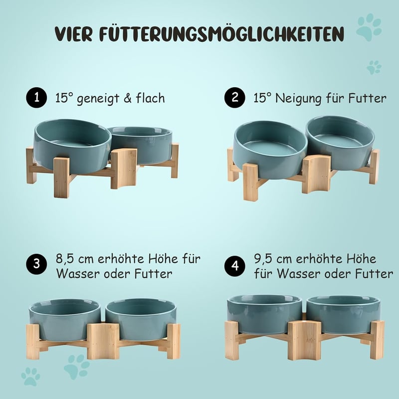 SPUNKYJUNKY 15° dönthető kerámia tál kutyáknak macskáknak 400ml világoszöld