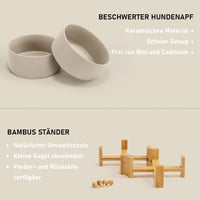 SPUNKYJUNKY Dönthető Kerámia Dupla Tálka Bambusz Állvánnyal Kutyáknak Macskáknak 850ml Szürke 4
