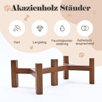 SPUNKYJUNKY Dupla Kerámia Tálka Macskának és Kutyának Fa Állvánnyal 400ml Fekete 4