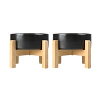 Set Boluri Ceramice Înălțate SPUNKYJUNKY cu Suport de Bambus pentru Câini și Pisici - 850ml Negru 1