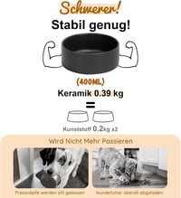 SPUNKYJUNKY Kerámia Emelt Etetőtál Szett Bambusz Állvánnyal - 400ml Fekete Tálak Macskáknak és Kutyáknak - Állítható Magasságú Etetőállomás 5