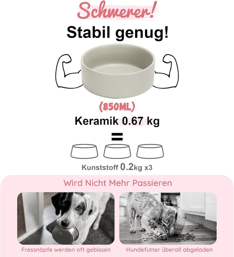 SPUNKYJUNKY Kerámia Emelt Tál Bambusz Állvánnyal Macskáknak és Kutyáknak 850ml Szürke