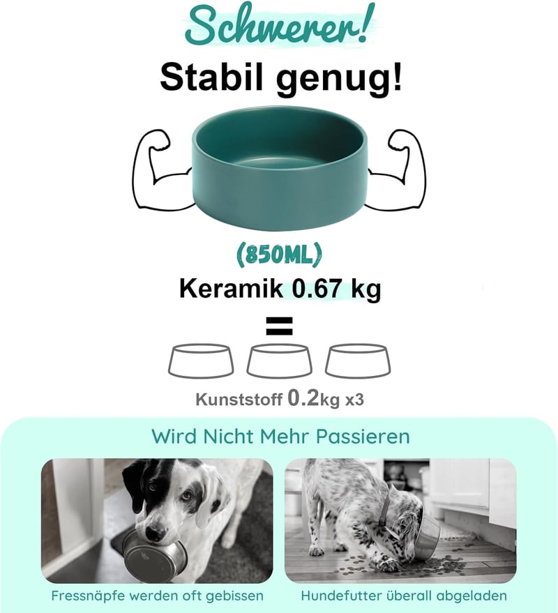 SPUNKYJUNKY Kerámia Emelt Tál Bambusz Állvánnyal Macskáknak és Kutyáknak 850ml Zöld