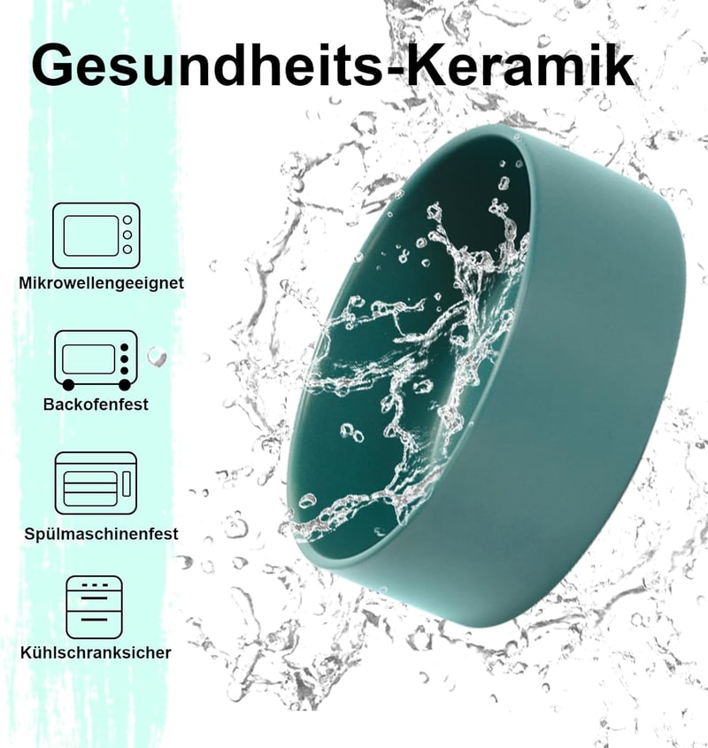 SPUNKYJUNKY Kerámia Emelt Tál Bambusz Állvánnyal Macskáknak és Kutyáknak 1800ml Zöld