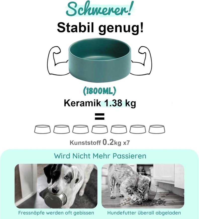 SPUNKYJUNKY Kerámia Emelt Tál Bambusz Állvánnyal Macskáknak és Kutyáknak 1800ml Zöld