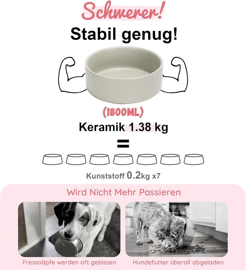 SPUNKYJUNKY Kerámia Emelt Tálka Bambusz Állvánnyal Macskáknak és Kutyáknak 1800ml Szürke