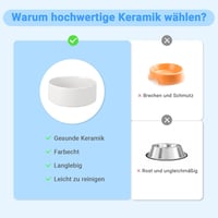SPUNKYJUNKY Kerámia Kutyatál Bambusz Állvánnyal 1800ml Fehér Közepes és Nagy Kutyáknak 4