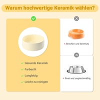 SPUNKYJUNKY Kerámia Kutyatál Bambusz Állvánnyal 1800ml Közepes és Nagy Kutyáknak Bézs 4