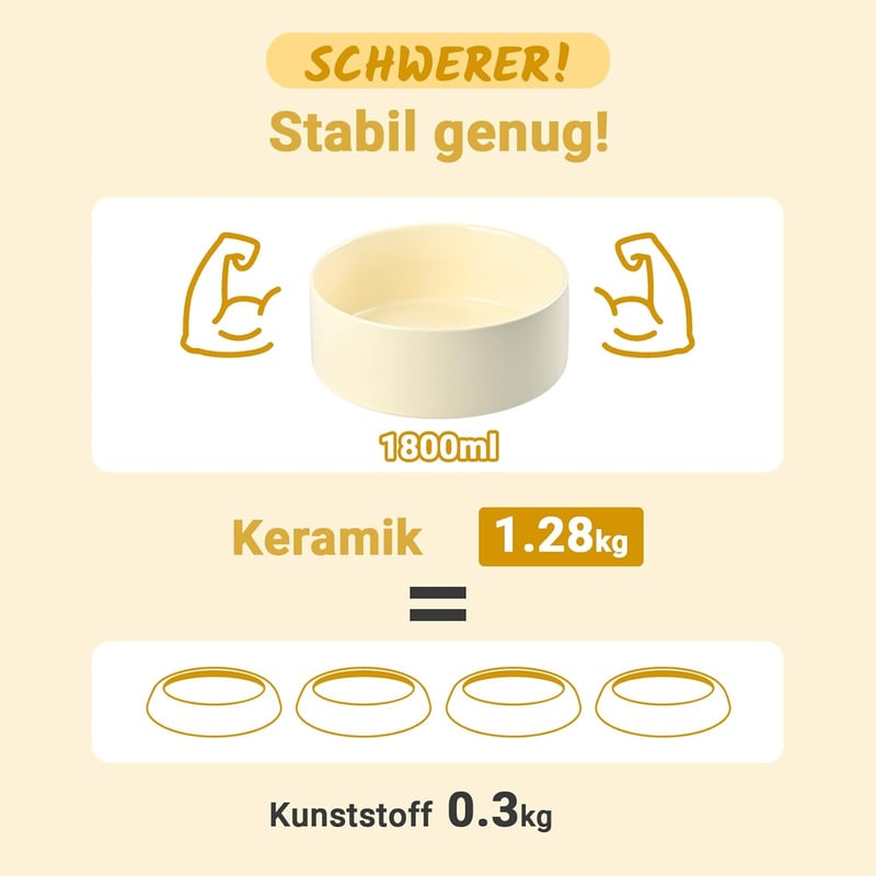 SPUNKYJUNKY Kerámia Kutyatál Bambusz Állvánnyal 1800ml Közepes és Nagy Kutyáknak Bézs
