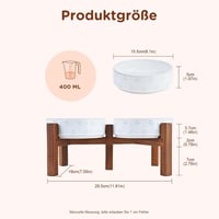 SPUNKYJUNKY kerámia kutyatál akácfa állvánnyal, lapos - 15,5 cm 2