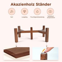 SPUNKYJUNKY kerámia kutyatál akácfa állvánnyal, lapos - 15,5 cm 4