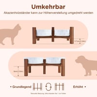 SPUNKYJUNKY kerámia kutyatál akácfa állvánnyal, lapos - 15,5 cm 3