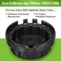 Spurtar 64 mm Olajszűrő Kulcs Toyota és Lexus Járművekhez - Fém Olajszűrő Leszedő Szerszám RAV4, Camry, Highlander Modellekhez 2.5-5.7L Moto 4