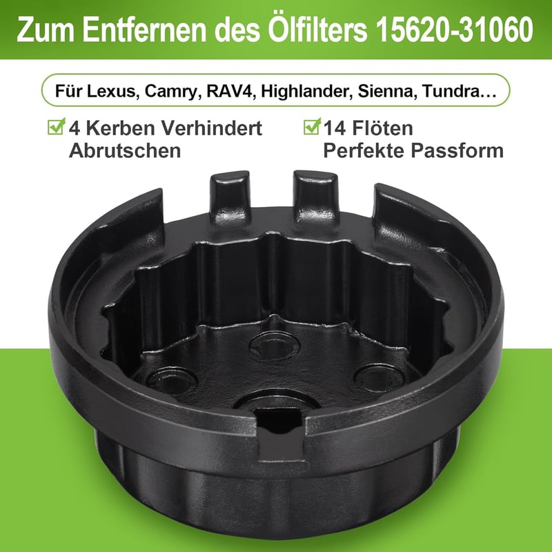 Spurtar 64 mm Olajszűrő Kulcs Toyota és Lexus Járművekhez - Fém Olajszűrő Leszedő Szerszám RAV4, Camry, Highlander Modellekhez 2.5-5.7L Moto