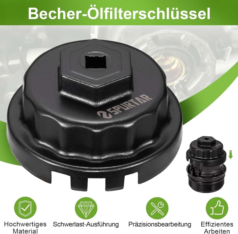 Spurtar 64 mm Olajszűrő Kulcs Toyota és Lexus Járművekhez - Fém Olajszűrő Leszedő Szerszám RAV4, Camry, Highlander Modellekhez 2.5-5.7L Moto