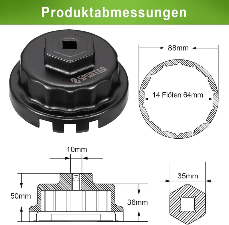 Spurtar 64 mm Olajszűrő Kulcs Toyota és Lexus Járművekhez - Fém Olajszűrő Leszedő Szerszám RAV4, Camry, Highlander Modellekhez 2.5-5.7L Moto