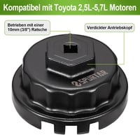 Spurtar 64 mm Olajszűrő Kulcs Toyota és Lexus Járművekhez - Fém Olajszűrő Leszedő Szerszám RAV4, Camry, Highlander Modellekhez 2.5-5.7L Moto 3
