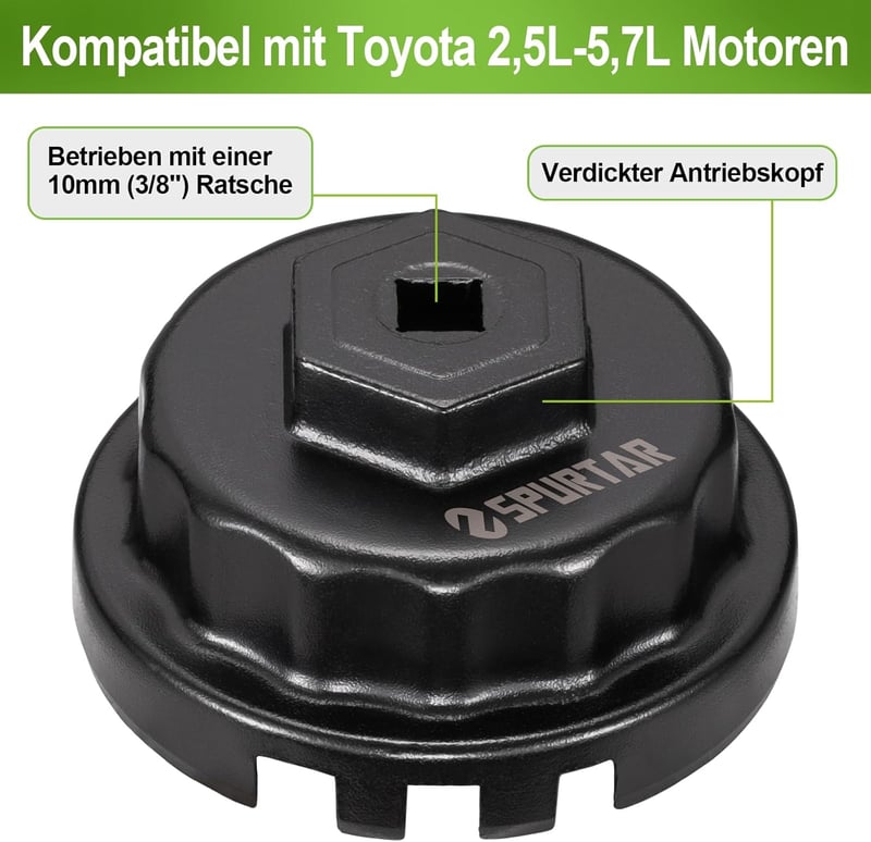 Spurtar 64 mm Olajszűrő Kulcs Toyota és Lexus Járművekhez - Fém Olajszűrő Leszedő Szerszám RAV4, Camry, Highlander Modellekhez 2.5-5.7L Moto