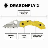Ľahký nerezový nôž Spyderco Dragonfly 2 Salt s čepeľou Spyder-Edge, žltý – SPY-C28SYL2 5