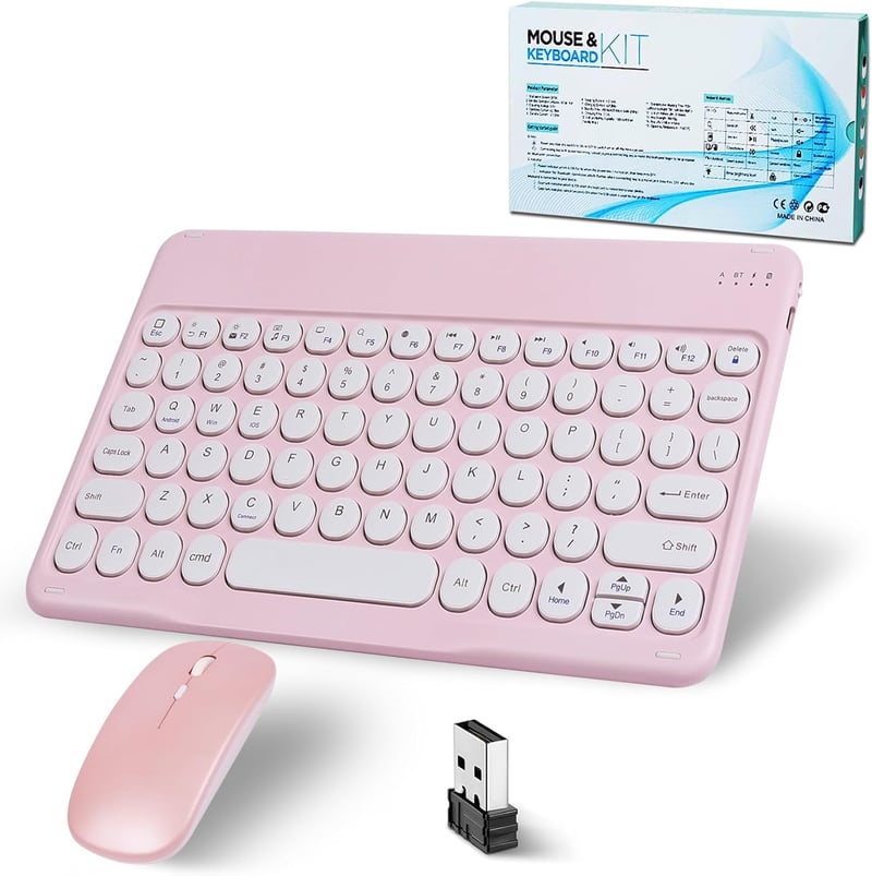 SRAYG Bluetooth Wireless Billentyűzet Egér Szett Ultra Vékony Pink