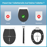 SREWOHS WC doska, O-tvar, materiál PP, pomalé sklápanie, 3D kožený vzhľad s diamantovým vzorom, čierna, rýchloupínací systém, 7 cm skrutka, odolná voči UV žiareniu 4