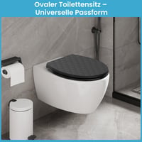 SREWOHS WC doska, O-tvar, materiál PP, pomalé sklápanie, 3D kožený vzhľad s diamantovým vzorom, čierna, rýchloupínací systém, 7 cm skrutka, odolná voči UV žiareniu 2