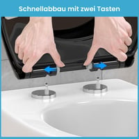 SREWOHS WC doska, O-tvar, materiál PP, pomalé sklápanie, 3D kožený vzhľad s diamantovým vzorom, čierna, rýchloupínací systém, 7 cm skrutka, odolná voči UV žiareniu 7