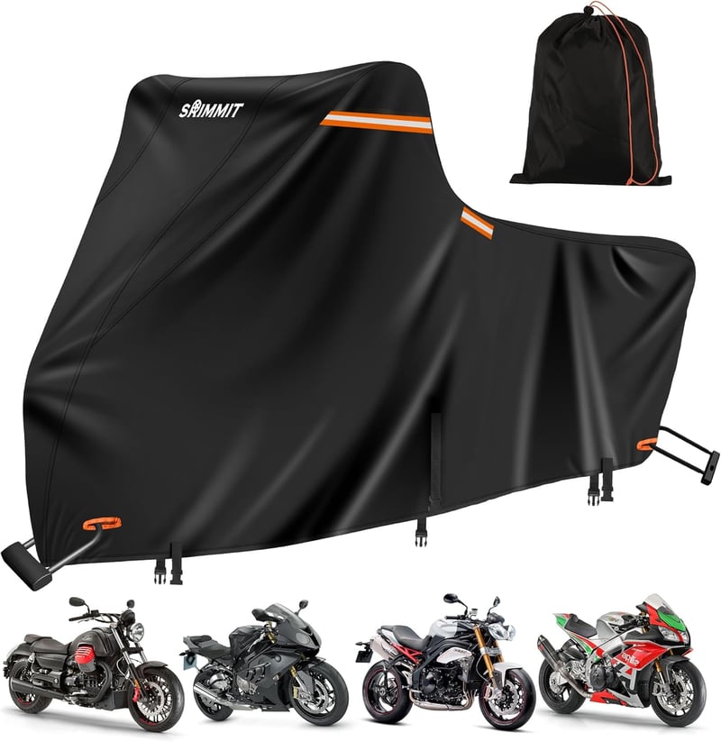 SRIMMIT 3XL Motoros Takaró Ponyva 420D Oxford Anyagból - Vízálló, UV-álló, Szélálló Motorkerékpár Védőhuzat Túramotorokhoz, 276x111x142 cm, 