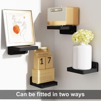 SRIWATANA Fekete Fali Polc Szett, 4 db Mini Lebegő Polc, 10x10 cm, Modern Dekoráció Hálószobába, Fürdőbe, Konyhába, 2 kg Teherbírás 4