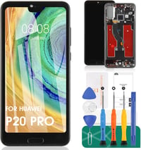 SRJTEK Huawei P20 Pro LCD Kijelző Csere - Érintőképernyő Digitalizáló Kerettel, Fekete, Ujjlenyomat Olvasóval, Szerszámkészlettel 1